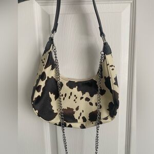 COW HIDE PRINT SHOULDER BAG